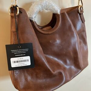 ABLE Whiskey Brown Leather Shoulder Bag
